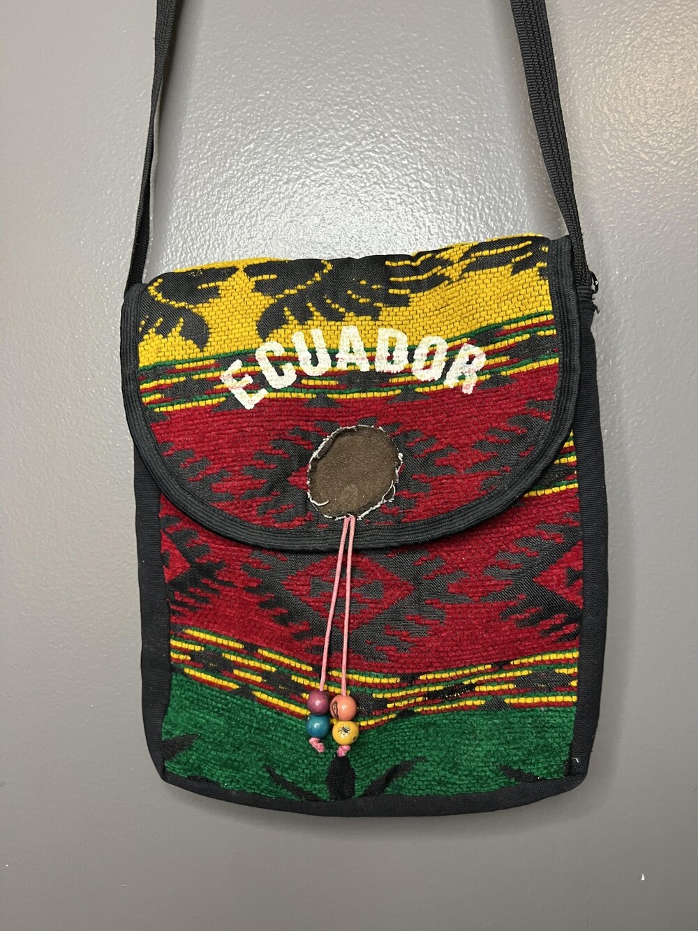 Ecuador Crossbody Bag Womens Small Multicolor Woven Tribal Boho Rasta Purse